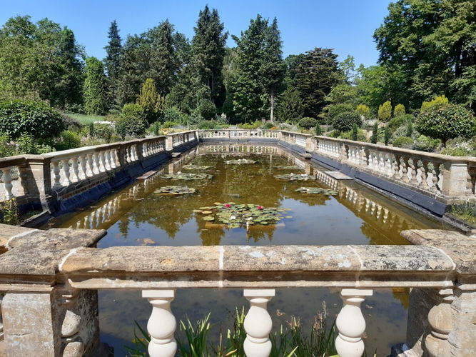 Easton Lodge Gardens balustraded pool